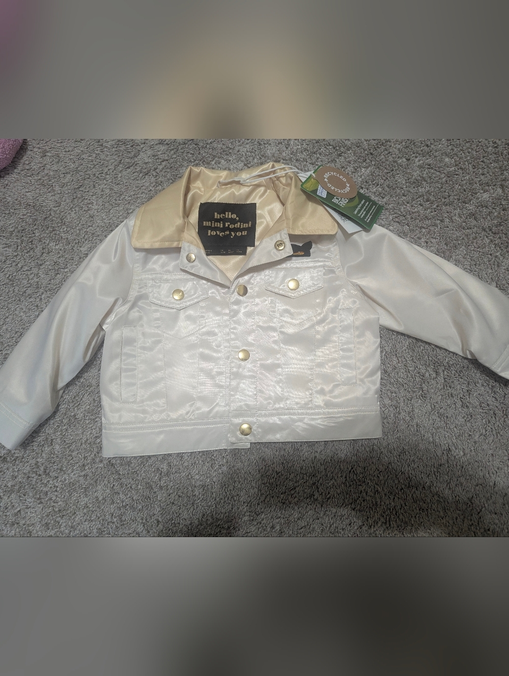 Mini Rodini The Cat Tells All Satin Jacket NWT
